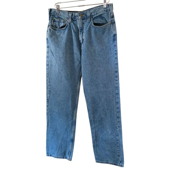Carhartt Mens Relaxed Fit Blue Denim Jeans Size 34x34  Workwear B460 LVB - Picture 1 of 7
